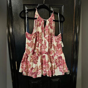NWT Old Navy High Neck Floral Peplum Top Size XXL
